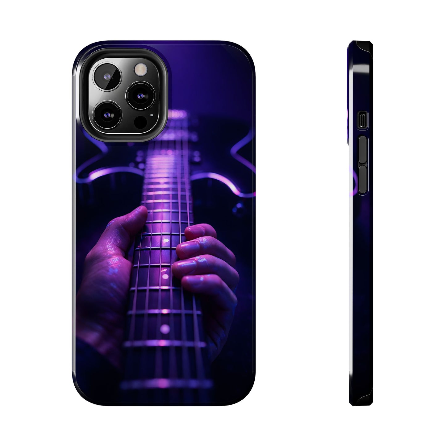 Neon Electric Guitar Tough Case - Purple Stage POV Cover for iPhone & Samsung