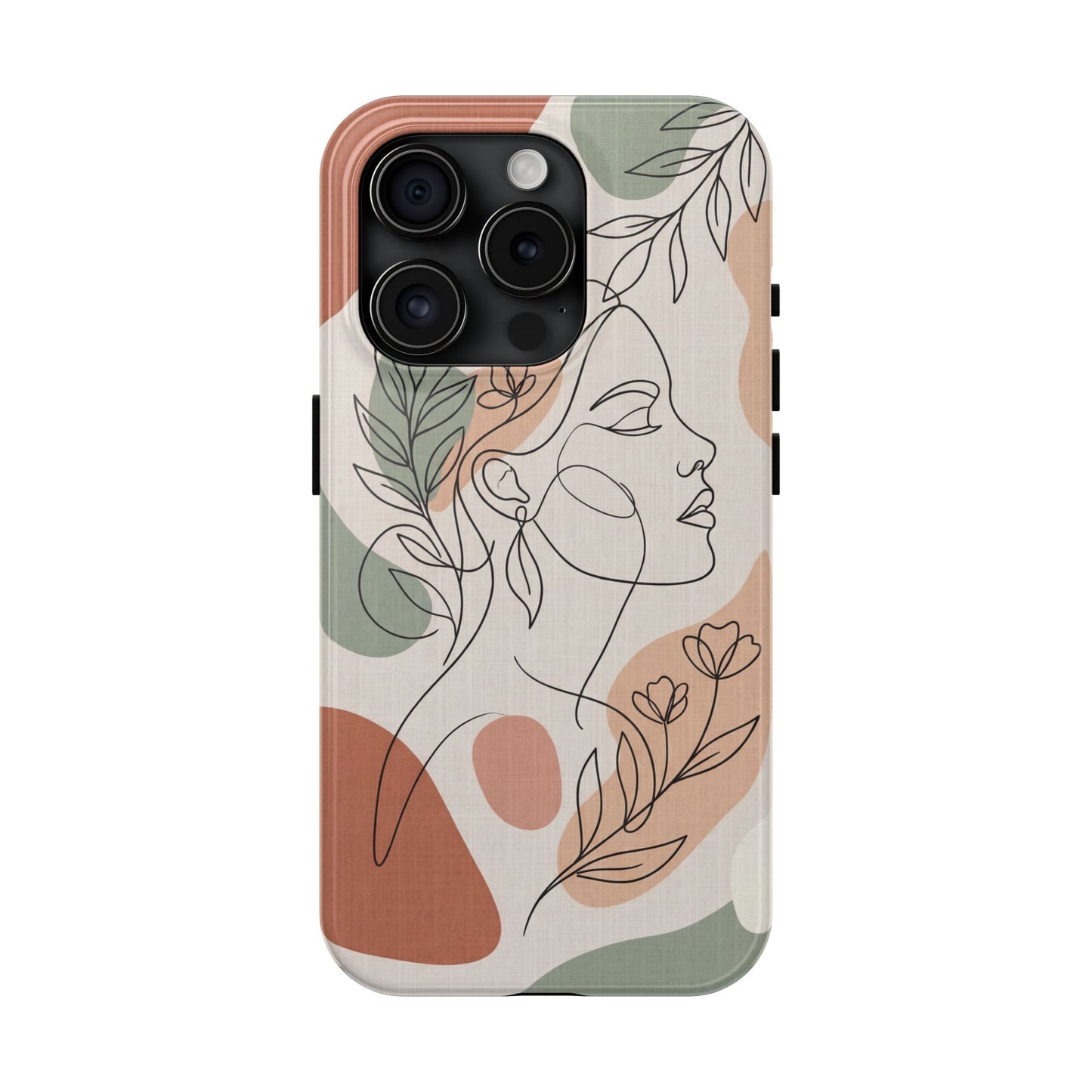 Earthy Abstract Female Line Art Tough Case - Minimalist Boho Cover for iPhone & Samsung