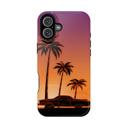 Retro Coastline: Vintage Car & Palm Sunset MagSafe Case