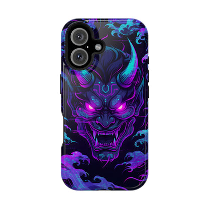 Cyber Oni: Neon Cyberpunk Japanese Mask MagSafe Case