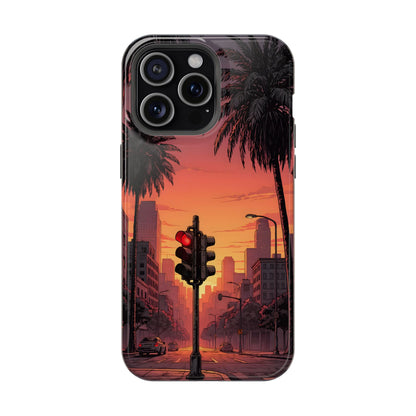 Lofi City Sunset: Aesthetic Urban Palm Tree MagSafe Case