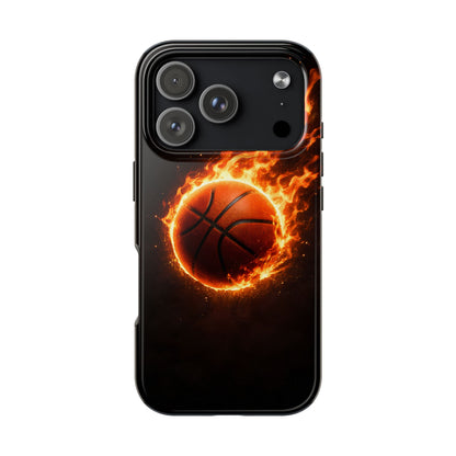 Flaming Basketball Tough Case - Fire Ball Sports Cover for iPhone & Samsung
