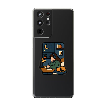 Clear Lofi Midnight Study Case - Cozy Aesthetic Transparent Cover for iPhone & Samsung