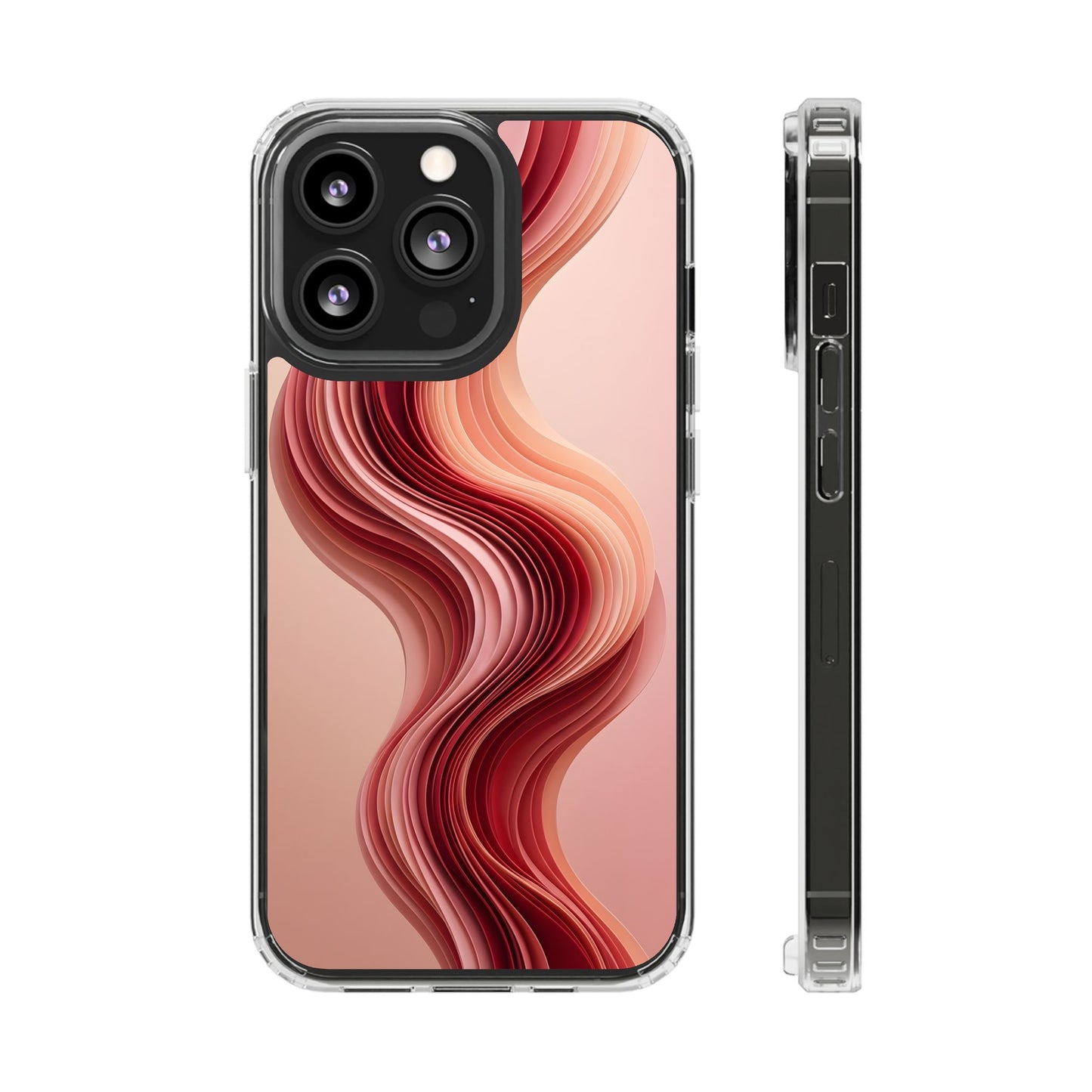 Terracotta Fluid Wave Clear Case - MagSafe Compatible Abstract Cover