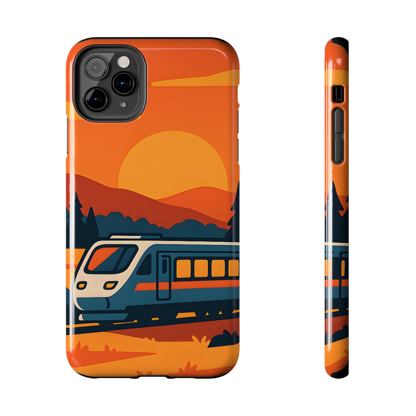 Golden Hour Express Tough Case - Minimalist Sunset Train Aesthetic Cover