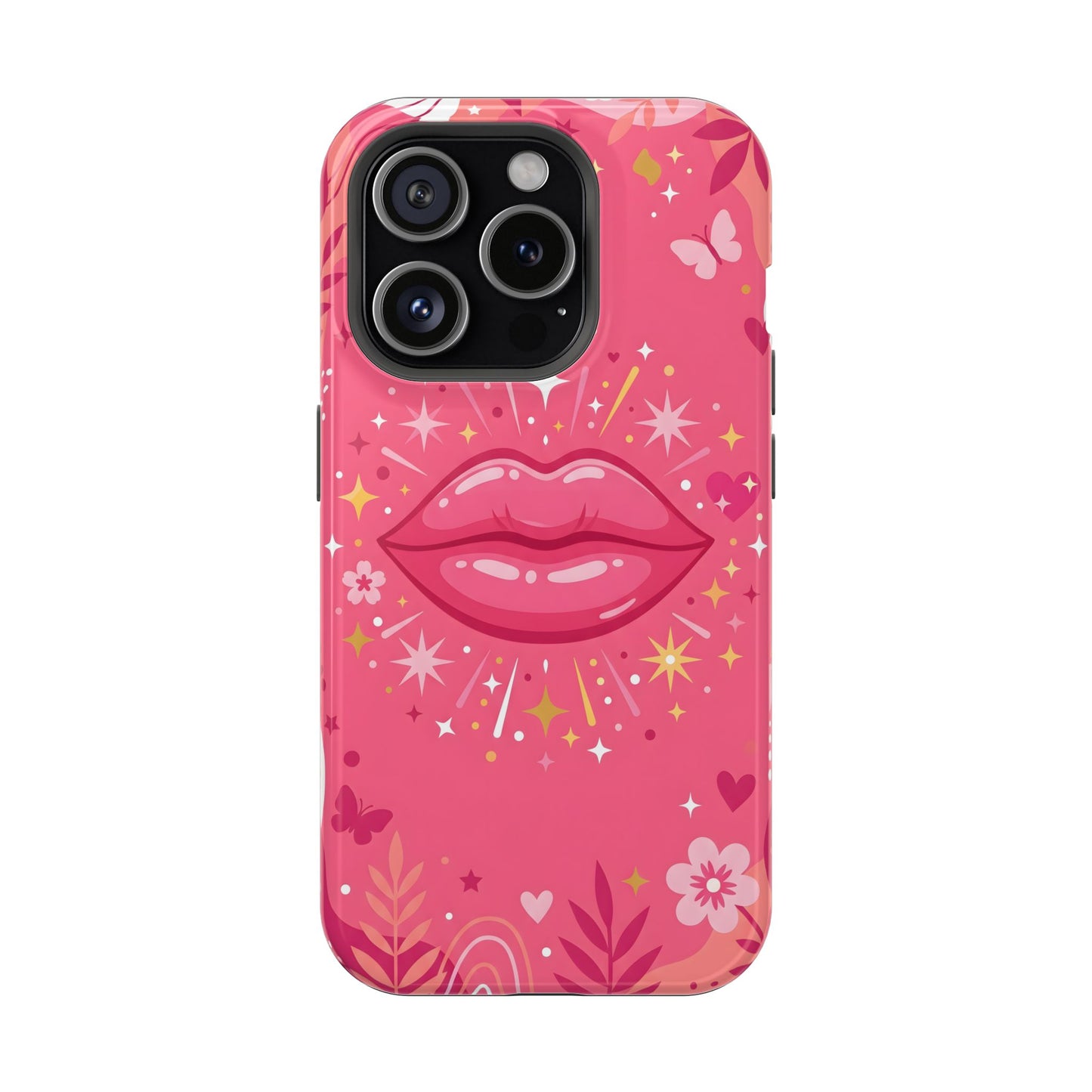 Retro Pink Kiss Floral Magnetic Impact Case