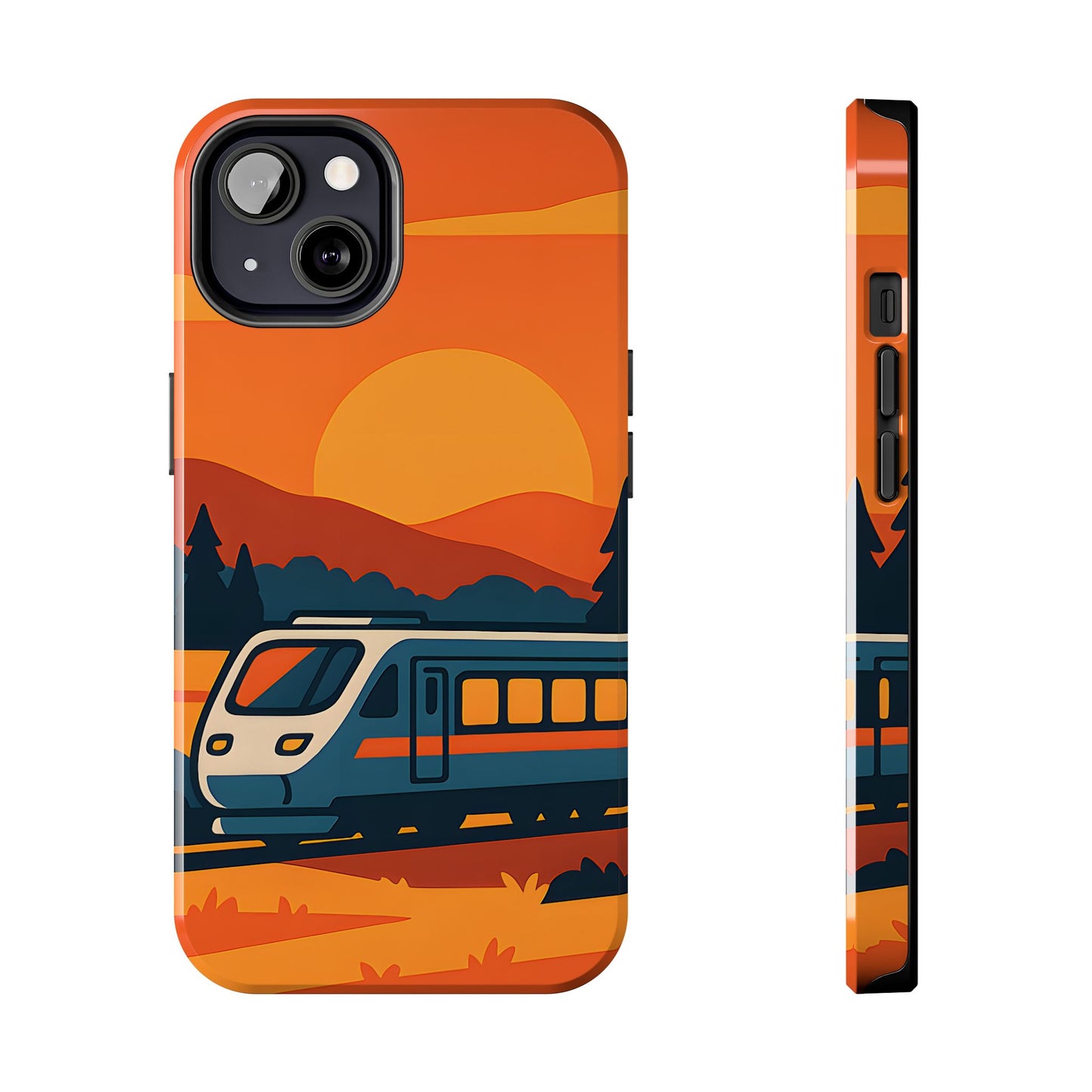 Golden Hour Express Tough Case - Minimalist Sunset Train Aesthetic Cover