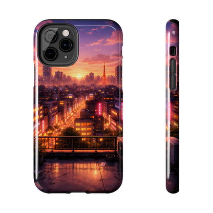 Tokyo Sunset Rooftop Tough Case - Urban Lo-Fi Skyline Cover for iPhone & Samsung