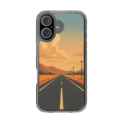 Clear Open Road Sunset Case - Minimalist Journey Aesthetic Transparent Cover