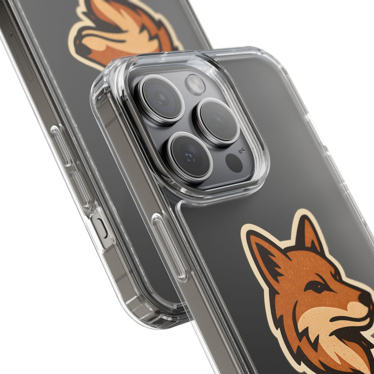 Clear Fox Emblem Phone Case - Vintage Wildlife Sticker Transparent Cover