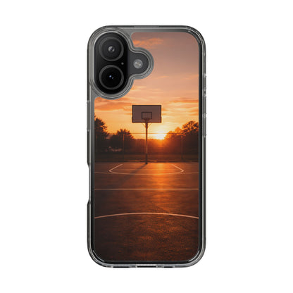 Clear Golden Hour Basketball Case - Urban Sunset Court Transparent Cover