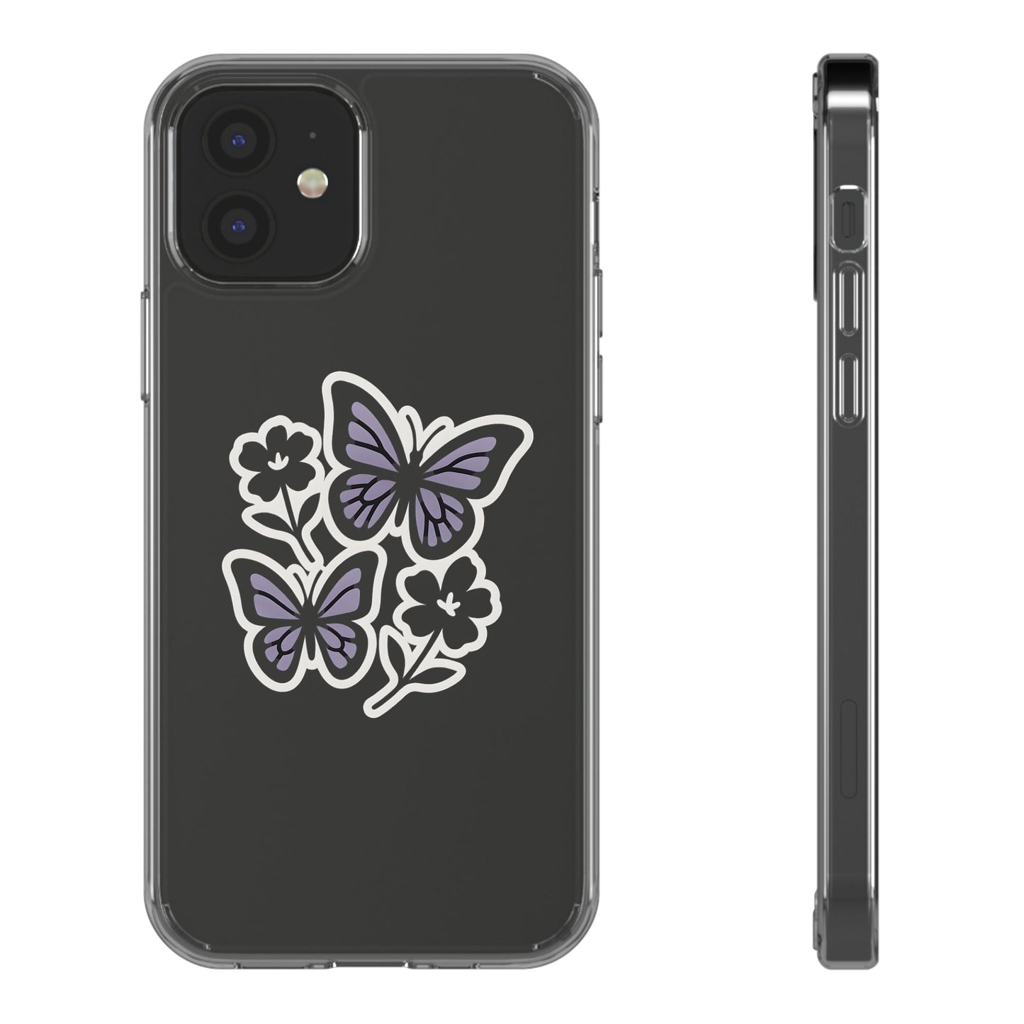 Clear Lavender Butterfly Case - Floral Botanical Transparent Cover for iPhone & Samsung