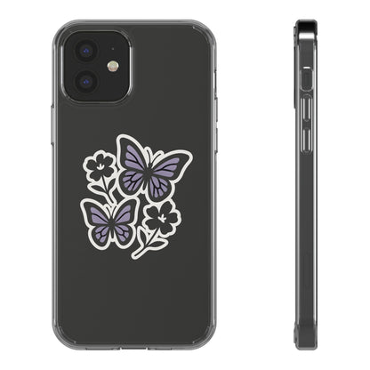 Clear Lavender Butterfly Case - Floral Botanical Transparent Cover for iPhone & Samsung