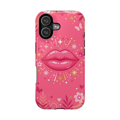 Retro Pink Kiss Floral Magnetic Impact Case
