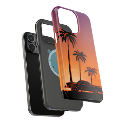 Retro Coastline: Vintage Car & Palm Sunset MagSafe Case