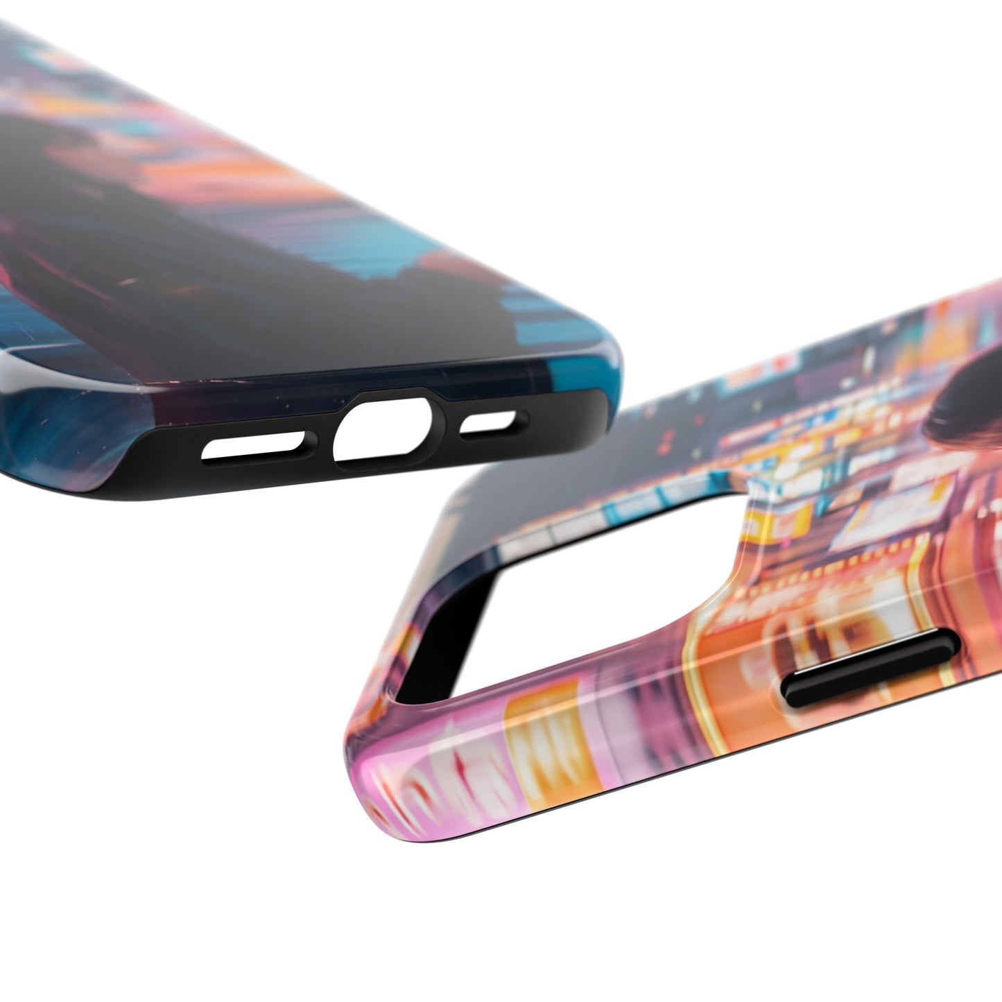 Neon City Girl Tough Case - Urban Melancholy Anime Cover for iPhone & Samsung