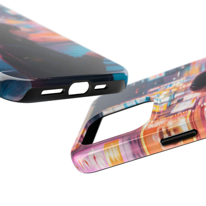 Neon City Girl Tough Case - Urban Melancholy Anime Cover for iPhone & Samsung