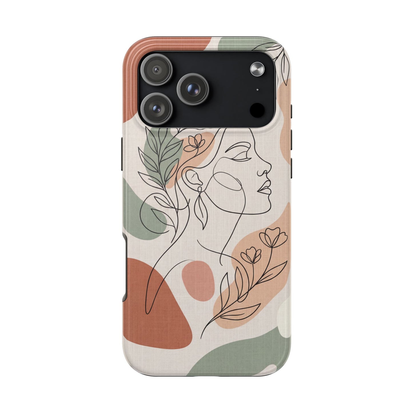Earthy Abstract Female Line Art Tough Case - Minimalist Boho Cover for iPhone & Samsung