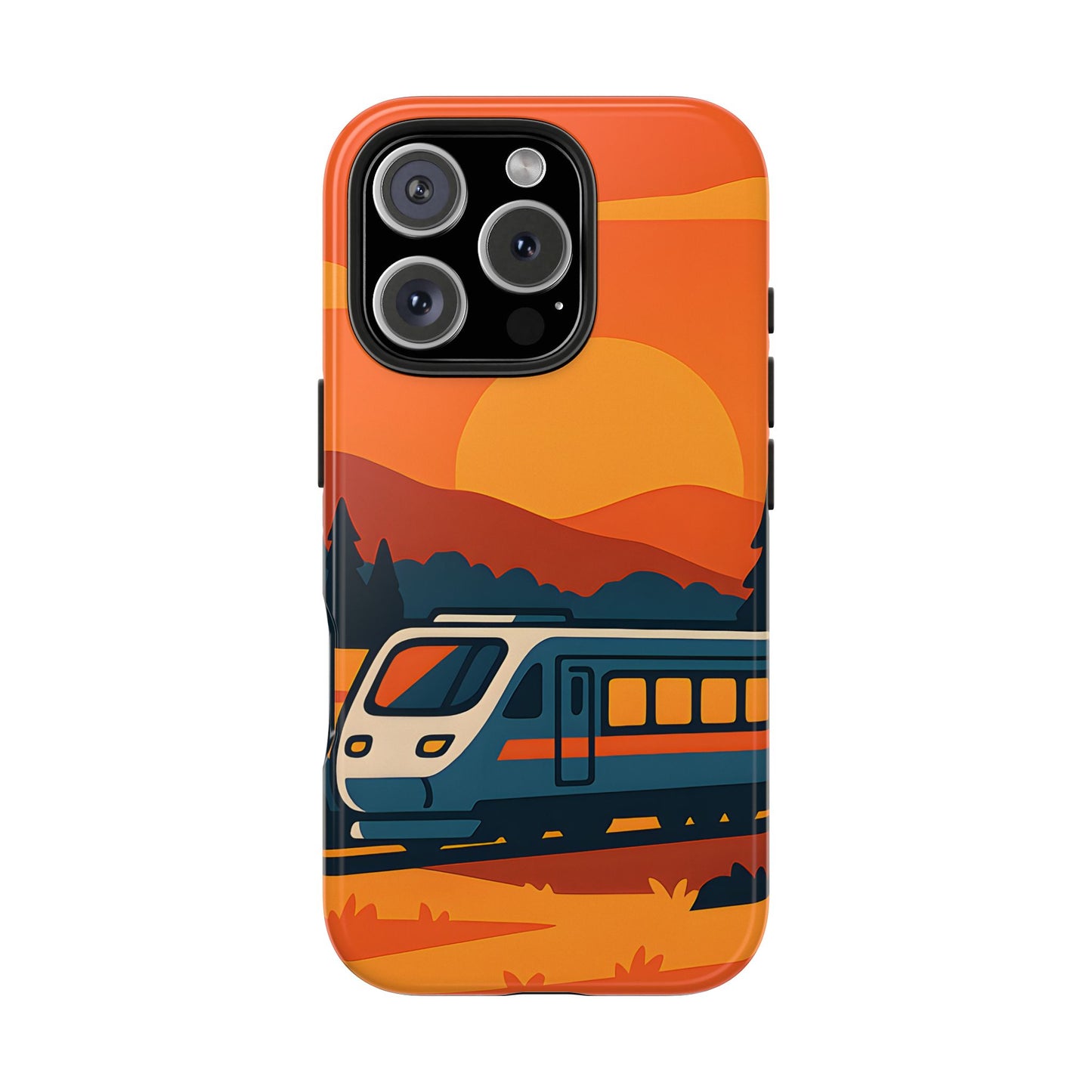 Golden Hour Express Tough Case - Minimalist Sunset Train Aesthetic Cover