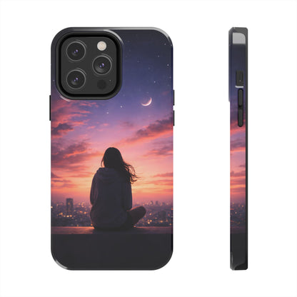 Dreamy Rooftop Sunset Tough Case - Lo-Fi Cityscape Cover for iPhone & Samsung