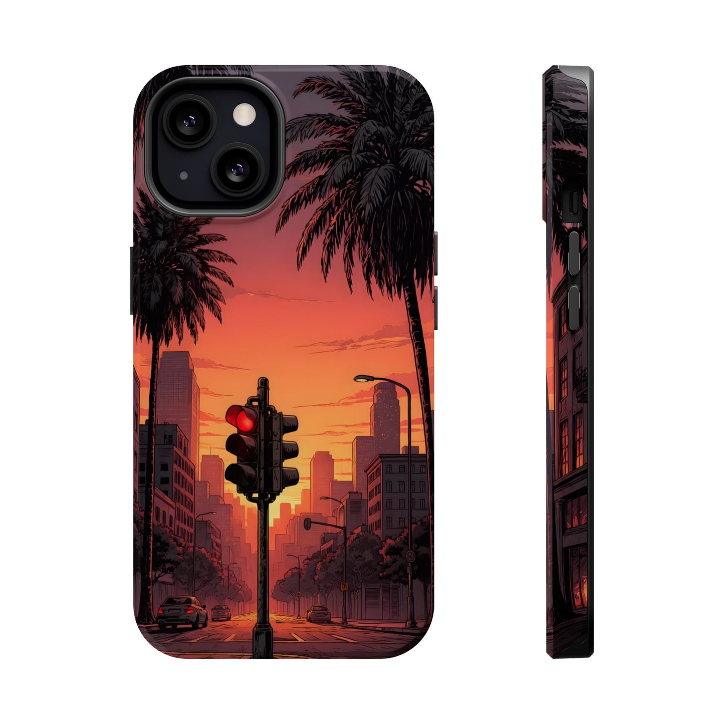 Lofi City Sunset: Aesthetic Urban Palm Tree MagSafe Case