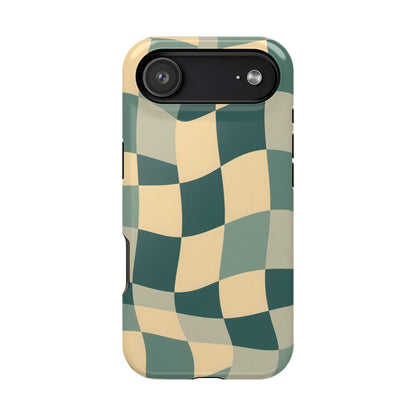 Forest Green Wavy Checkerboard Magnetic Case