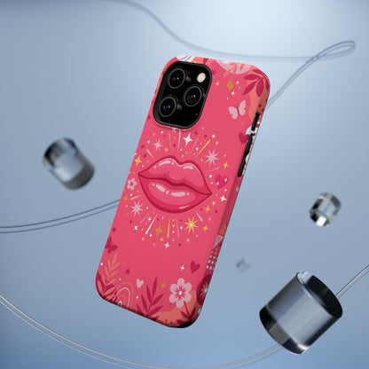 Retro Pink Kiss Floral Magnetic Impact Case