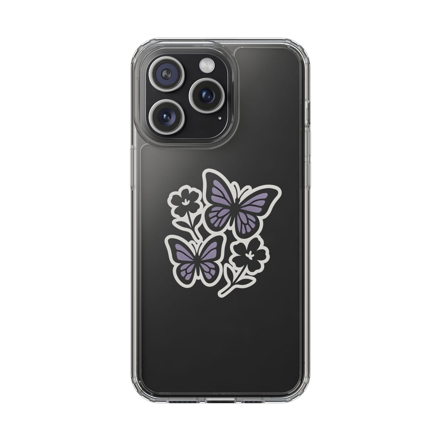 Clear Lavender Butterfly Case - Floral Botanical Transparent Cover for iPhone & Samsung
