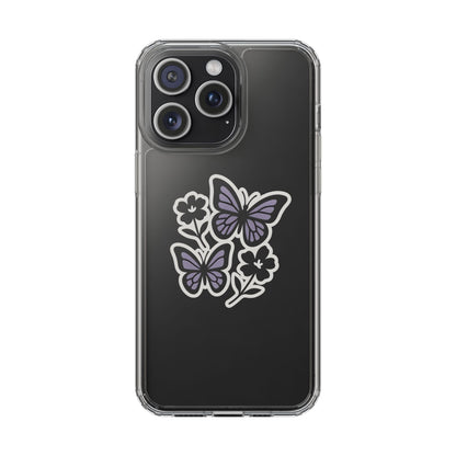 Clear Lavender Butterfly Case - Floral Botanical Transparent Cover for iPhone & Samsung
