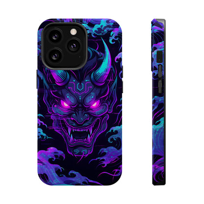 Cyber Oni: Neon Cyberpunk Japanese Mask MagSafe Case