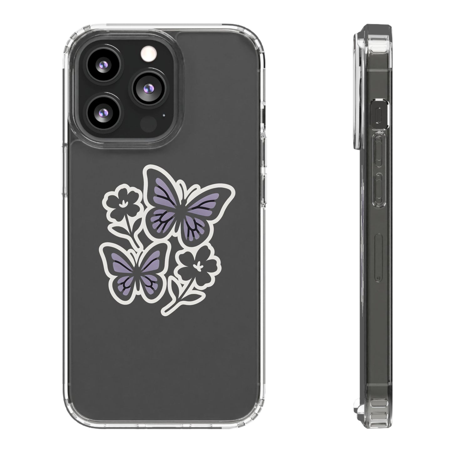 Clear Lavender Butterfly Case - Floral Botanical Transparent Cover for iPhone & Samsung