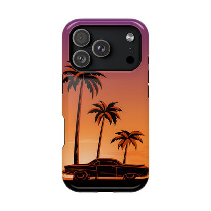 Retro Coastline: Vintage Car & Palm Sunset MagSafe Case