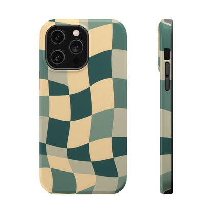 Forest Green Wavy Checkerboard Magnetic Case