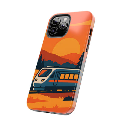Golden Hour Express Tough Case - Minimalist Sunset Train Aesthetic Cover