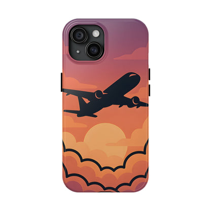 Sunset Flight Tough Case - Minimalist Aviation Aesthetic Travel Cover