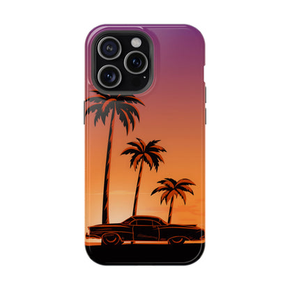 Retro Coastline: Vintage Car & Palm Sunset MagSafe Case