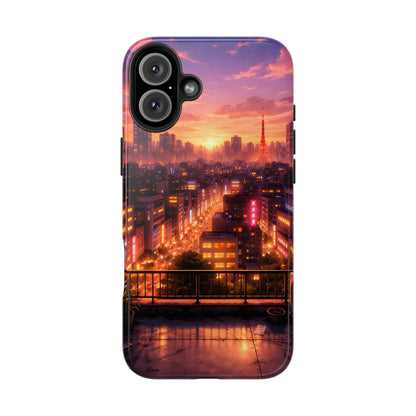 Tokyo Sunset Rooftop Tough Case - Urban Lo-Fi Skyline Cover for iPhone & Samsung