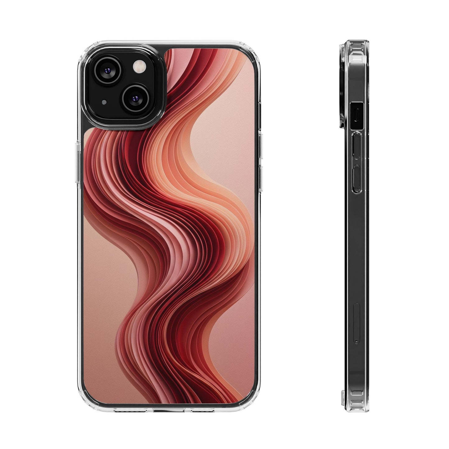 Terracotta Fluid Wave Clear Case - MagSafe Compatible Abstract Cover