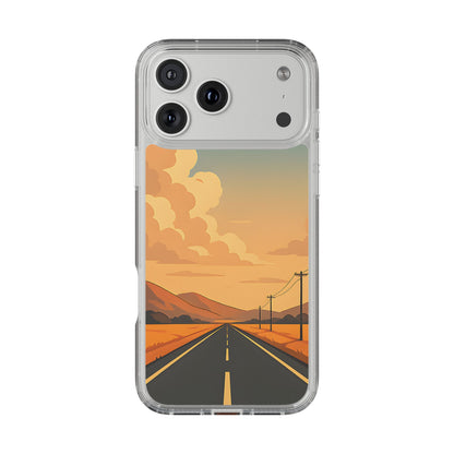 Clear Open Road Sunset Case - Minimalist Journey Aesthetic Transparent Cover