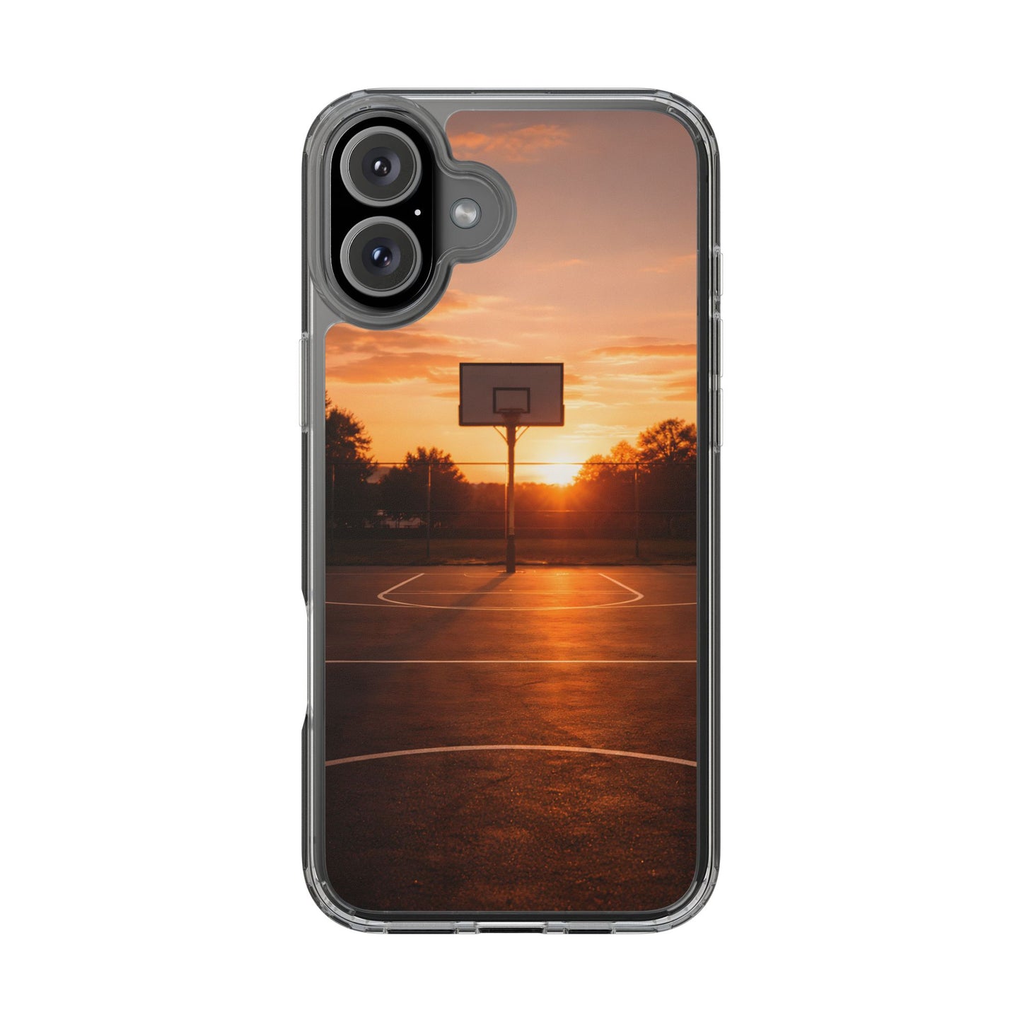 Clear Golden Hour Basketball Case - Urban Sunset Court Transparent Cover