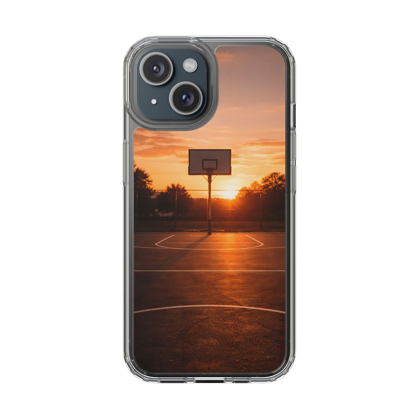 Clear Golden Hour Basketball Case - Urban Sunset Court Transparent Cover