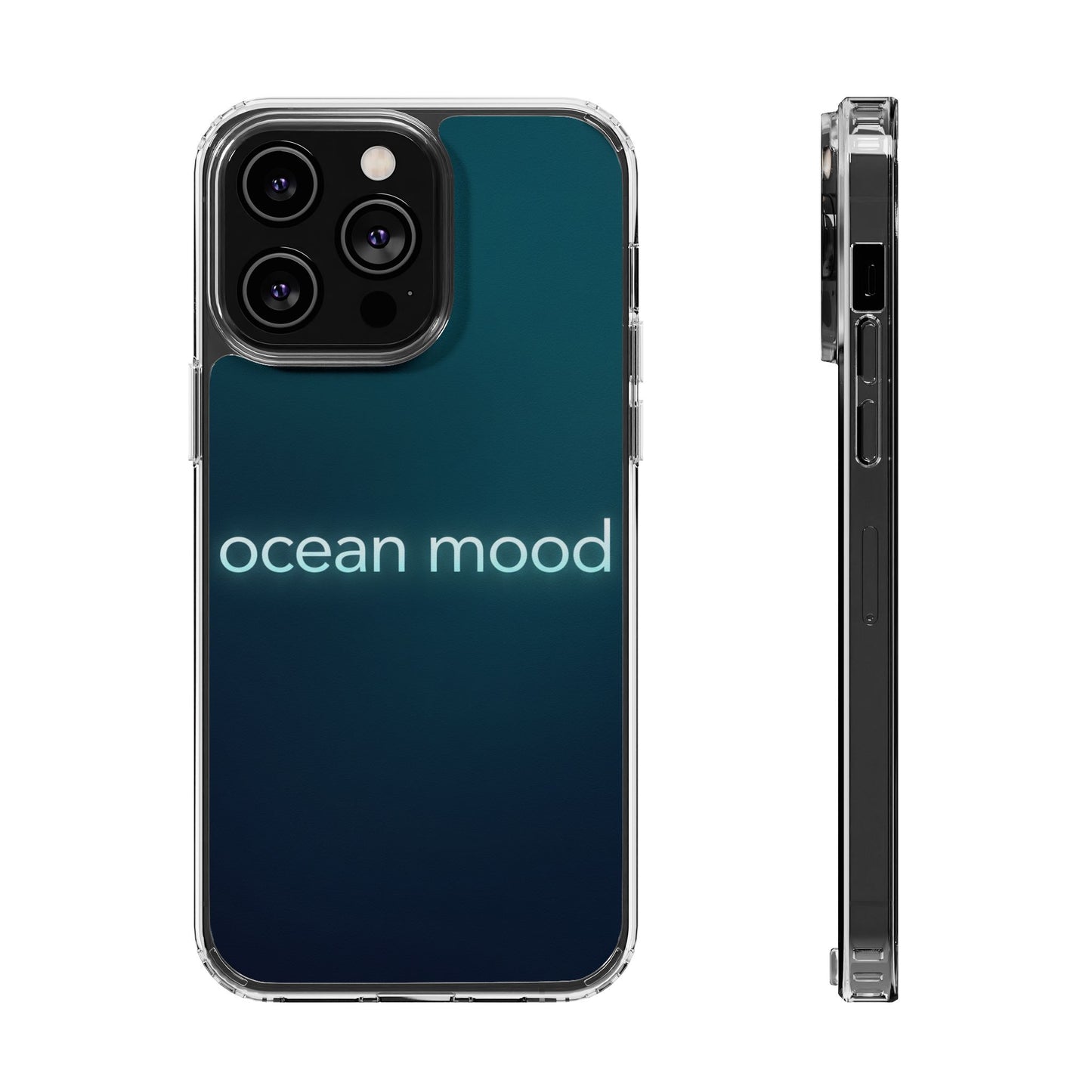 Dark Ocean Mood Neon Typography Case - MagSafe Compatible Minimalist Cover