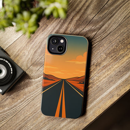 Endless Highway Tough Case - Minimalist Sunset Road Trip Aesthetic Cover