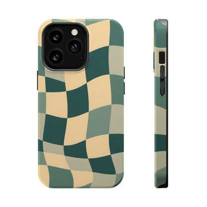 Forest Green Wavy Checkerboard Magnetic Case