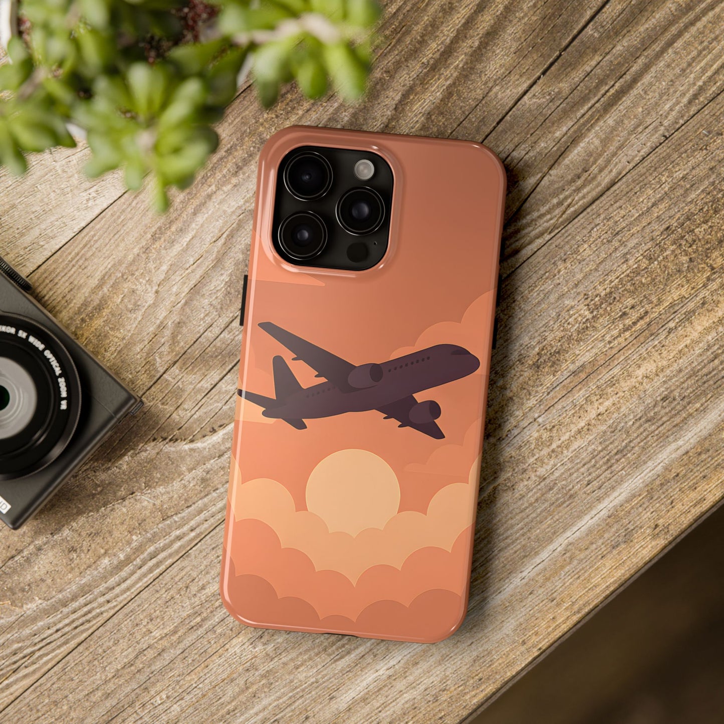 Golden Skies Airplane Tough Case - Minimalist Aviation Cover for iPhone & Samsung