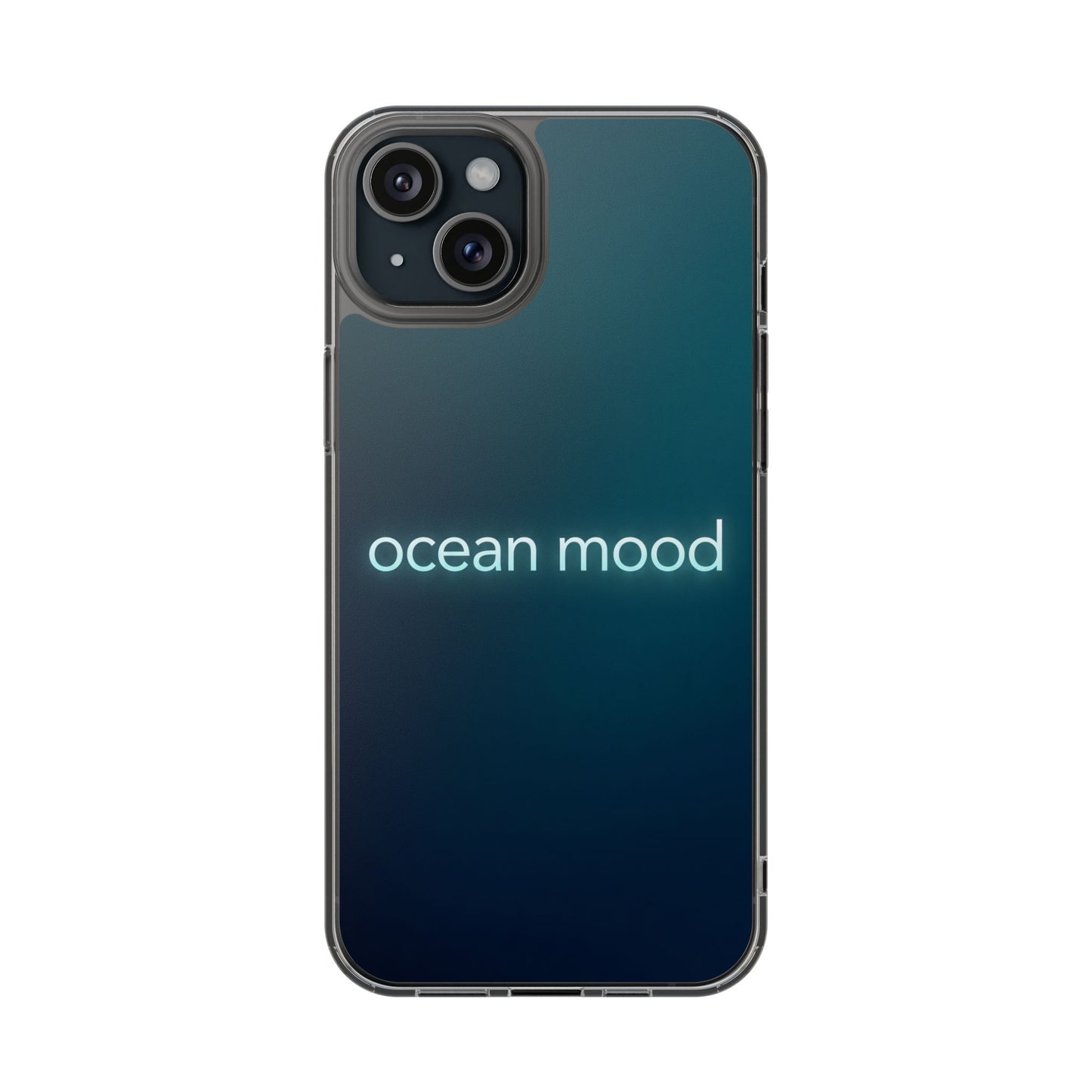 Dark Ocean Mood Neon Typography Case - MagSafe Compatible Minimalist Cover