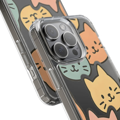 Clear Colorful Cat Pattern Case - Kawaii Aesthetic Transparent Cover for iPhone & Samsung