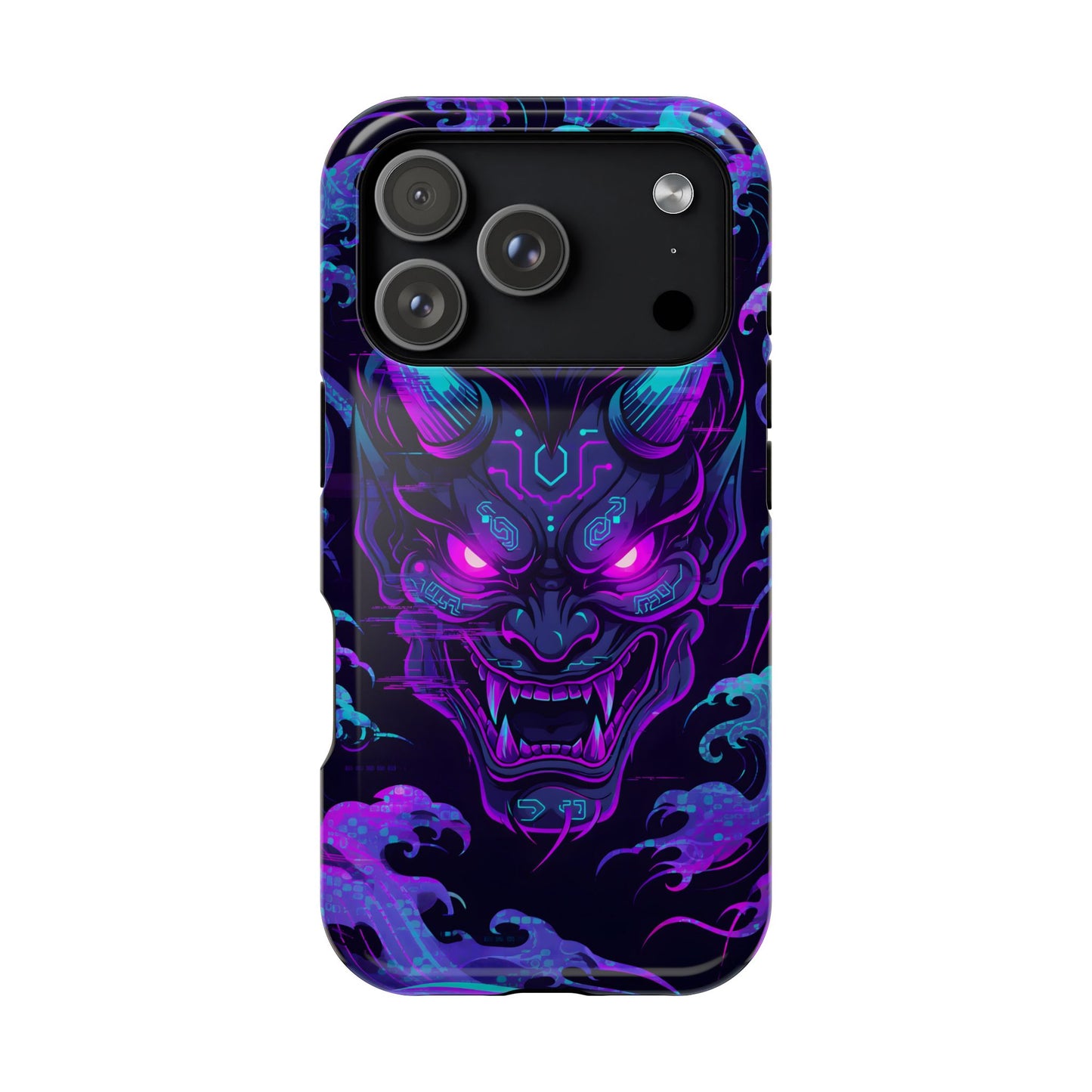 Cyber Oni: Neon Cyberpunk Japanese Mask MagSafe Case