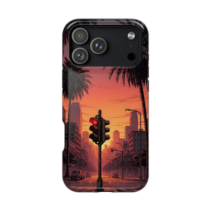Lofi City Sunset: Aesthetic Urban Palm Tree MagSafe Case