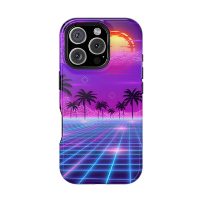 Neon Horizon: Premium Synthwave Sunset MagSafe Case
